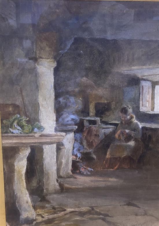 S. Dockery (19th C.), pair of watercolours, Cottage interiors, signed, 33 x 23cm